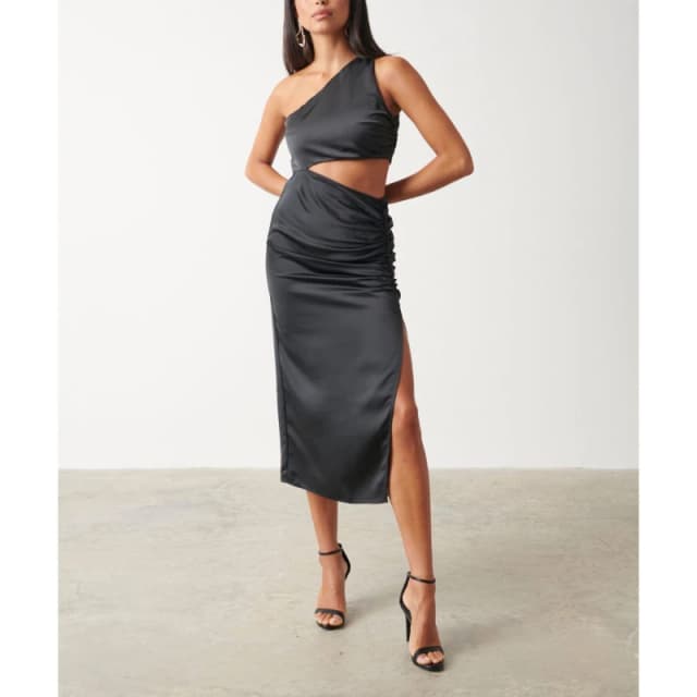 Pretty Lavish Womens Cut Out Structured Fit Dress Black female 6 (2XS)