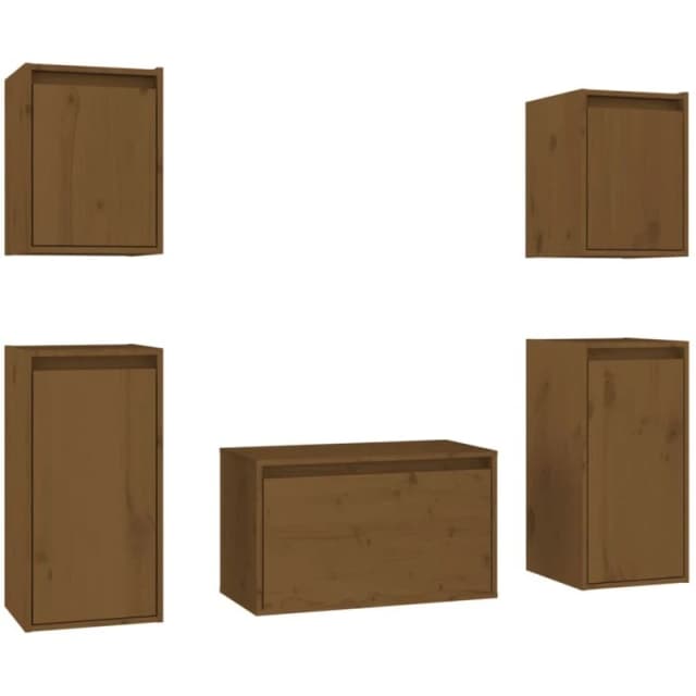 VIDAXL TV Cabinets 5 pcs Honey Brown Solid Wood Pine Vidaxl 8720286928745