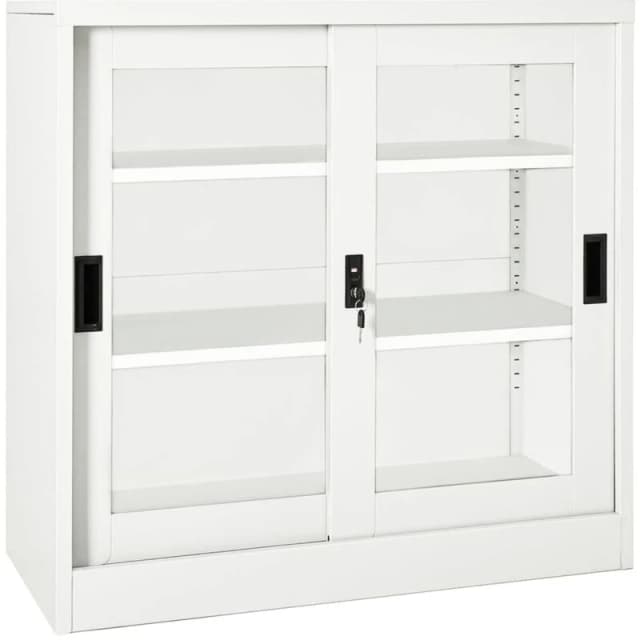 VIDAXL Sliding Door Cabinet White 90x40x90cm Steel Vidaxl 8720286563854