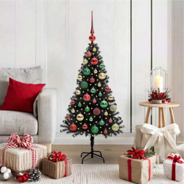 vidaXL Christmas Tree with 150 LEDs with Stand Black 120cm PVC, Black 3396464