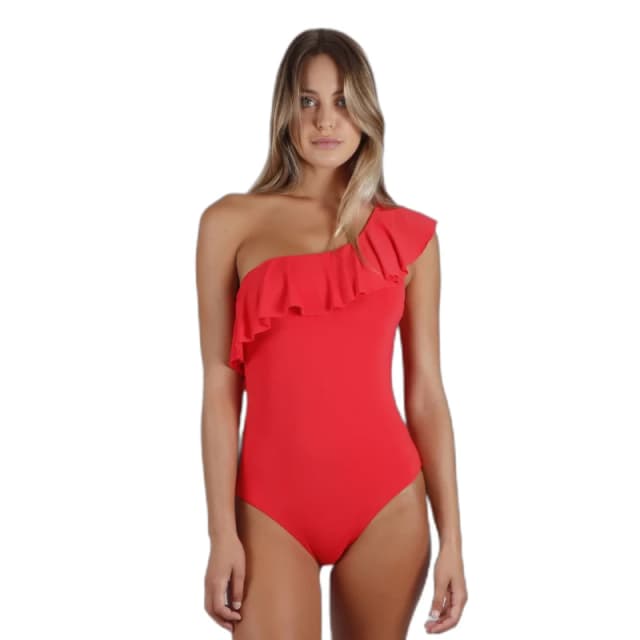 Womens one Piece swimsuit with side ruffles Admas Rouge Female 42