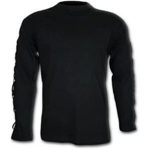 Gothic Rock CrosStrap Mens Medium Long Sleeve T-Shirt - Black