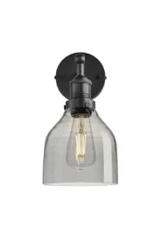 Brooklyn Tinted Glass Cone Wall Light, 6 Inch, Smoke Grey, Pewter Holder