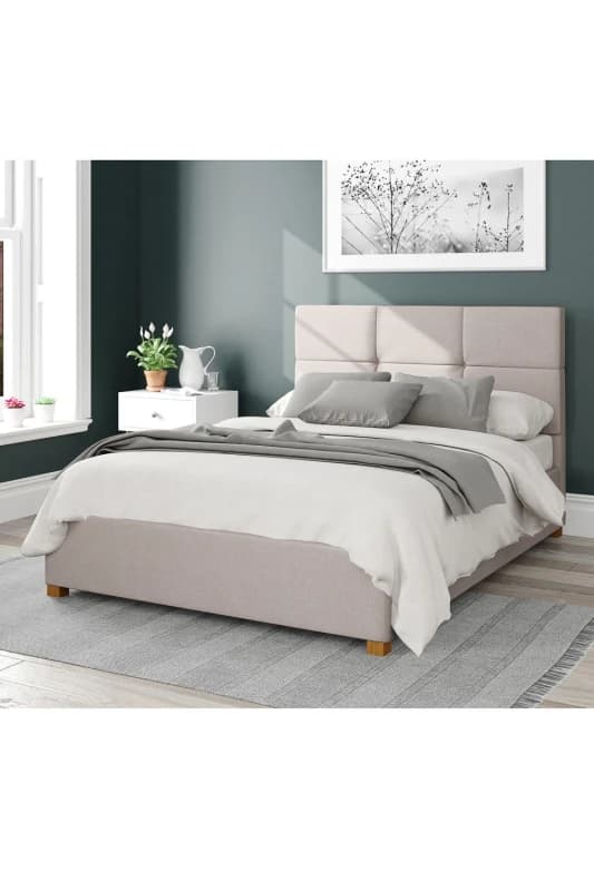 Aspire Aspire Caine Upholstered Ottoman Storage Bed, Eire Linen Fabric in Off White Size: Double Off White Double Unisex 5057632187383