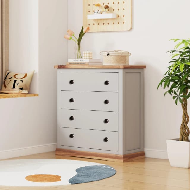 Cabinet Bits Bomporto 4 Drawer Chest of Drawers Brass Knob in Light Grey Light Grey Unisex