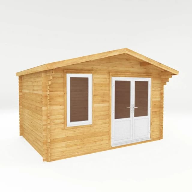 Mercia 4 x 3m Retreat 44mm Log Cabin with White UPVC Windows & Doors in Natural Natural Unisex