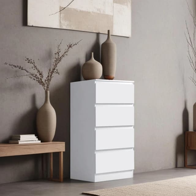 FWStyle FWStyle 4 Drawer White Chest Of Drawers Scratch Resistant White One Size Unisex 5056413129178