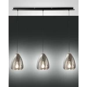Fabas Luce Britton Straight Bar Pendant Ceiling Light Transparent Grey Glass, E27