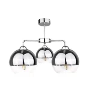 Ice Multi Arm Semi Flush Ceiling Light Silver, 40cm, 3x E27