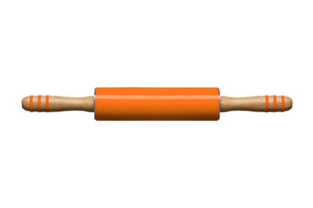 Premier Housewares Non Stick Zing Red Silicone Rolling Pin, Heat Resistant Rolling Pin, Durable Wooden Pin For KItchen Orange