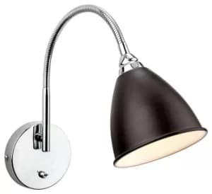 Bari 1 Light Indoor Wall Light (Switched) Black, Chrome, E14