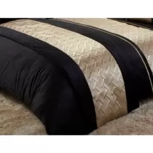 Rapport - Capri Gold Black 60x240cm Quilted Runner Bed Throw Over Spread Velvet - Black