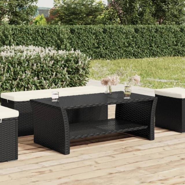 Vidaxl Coffee Table Black 100X50X40 Cm Poly Rattan