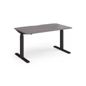 Elev8 Touch straight sit-stand desk 1400mm x 800mm - Black frame and grey oak top