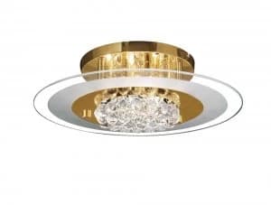 Flush Round 6 Light French Gold, Glass, Crystal