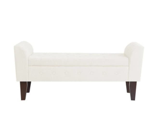 Luxury Living Boucle Chaise Longue Storage Bench - Cream