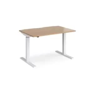 Height Adjustable Desk Rectangular Desk 1200mm Beech Tops With White Frames 800mm Depth Elev8 Mono