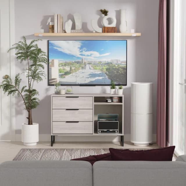 Ready Assembled 2 U Fuji 3 Drawer TV Unit (Ready Assembled) in Light Grey Light Grey Unisex