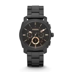 Fossil Mens Machine Mid-Size Chronograph Stainless Steel Watch - Black