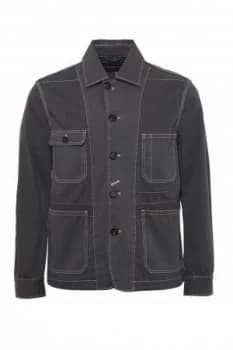 Mens French Connection Pigment Garment Dye Mix Jacket Mid Grey