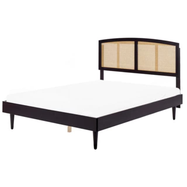 Beliani Bed Rattan Varzy 160 X 200 Cm (Eu King Size) Black