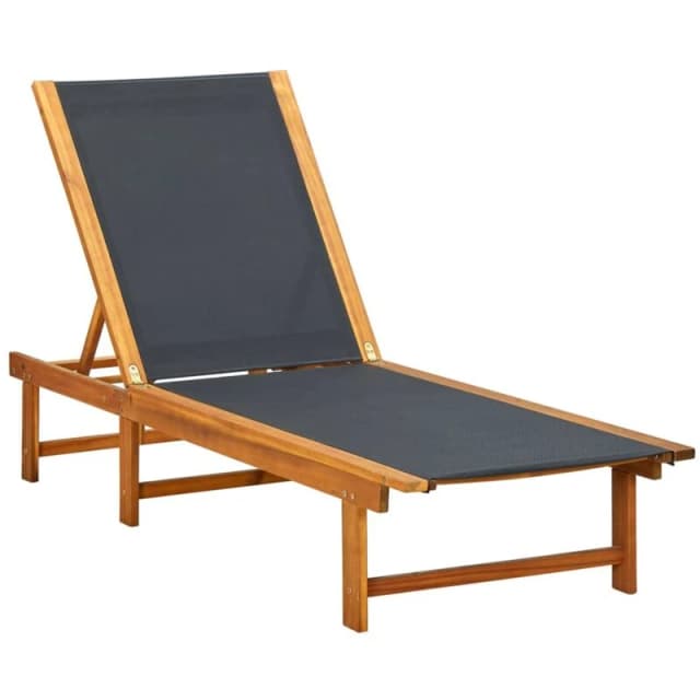 VIDAXL Sun Lounger Solid Acacia Wood and Textilene Vidaxl 8718475961888