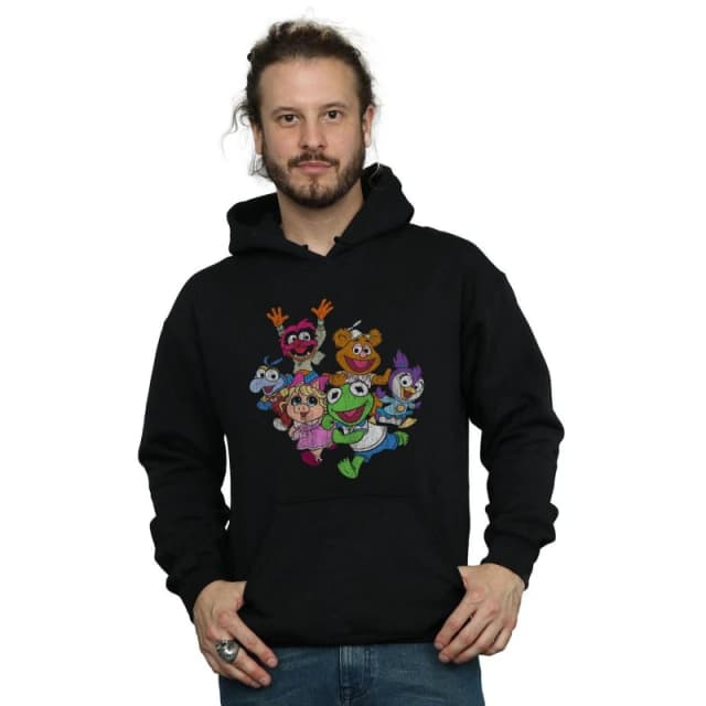Disney Men The Muppets Muppet Babies Colour Group Hoodie in Black Size: Small Black S Male 5059308673275