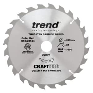Trend CRAFTPRO Non Stick Wood Cutting Saw Blade 235mm 24T 30mm