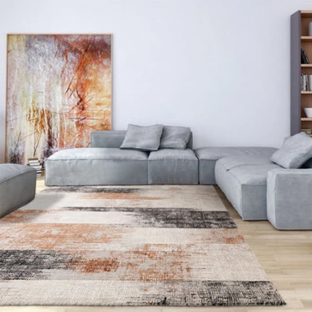 Terracotta Abstract Luxurious Modern Easy To Clean Rug For Living Room Bedroom & Dining Room-120Cm X 170Cm