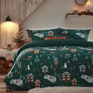 Furn. Winter Pine King Duvet Cover Set Polyester Pine Green