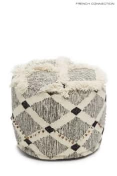 Large Sequin Pouffe White