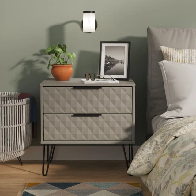 Swift Zayn Ready Assembled 2 Drawer Side Table Dusk Grey WPZJ1 Unisex