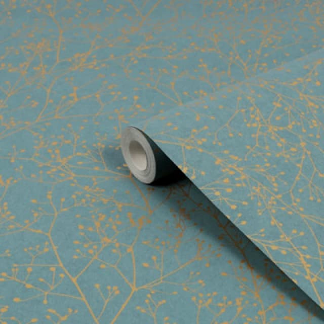 Clarissa Hulse Clarissa Hulse Gypsophila Floral Wallpaper in Blue Blue One Size Unisex 5011583555486