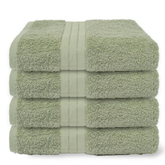 OHS OHS 4 Pack of 100% Cotton Bathroom Bath Towel in Pale Green Pale Green Bath Towel Unisex 5027434229161