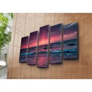 5PATK-128 Multicolor Decorative Canvas Painting (5 Pieces)