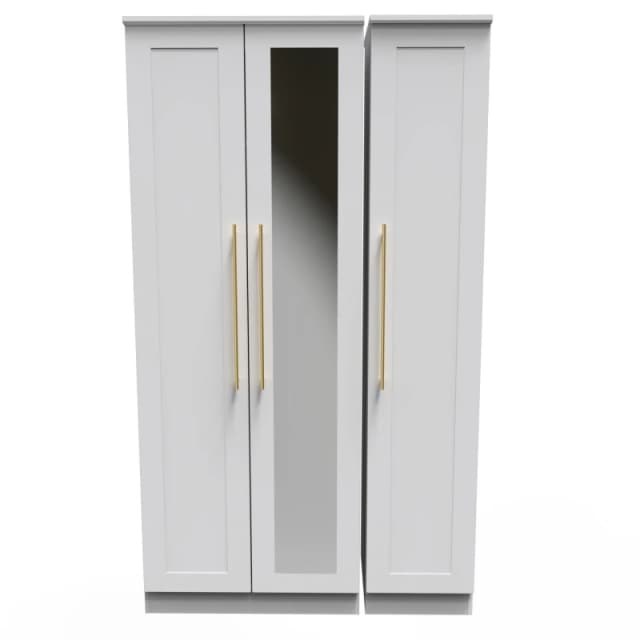 Helmsley Tall Triple Mirror Wardrobe In White Ash (Ready Assembled)
