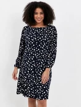 Evans Spot Shift Dress - Navy
