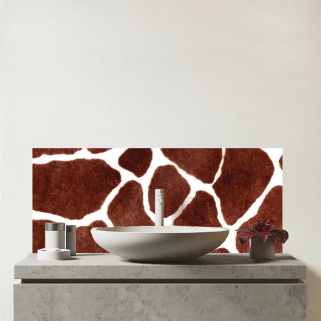 Warren Reed - Designer Giraffe Spots Print Glass Bathroom Splashback in Brown Brown Unisex