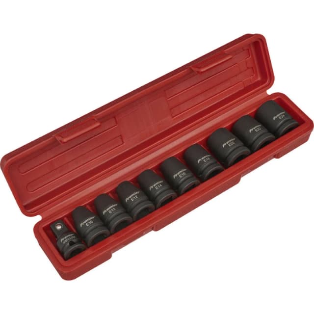 Loops 10 Piece Impact Socket Set - 1/2" Sq Drive - TRX-Star Female - Chromoly Steel Metallics