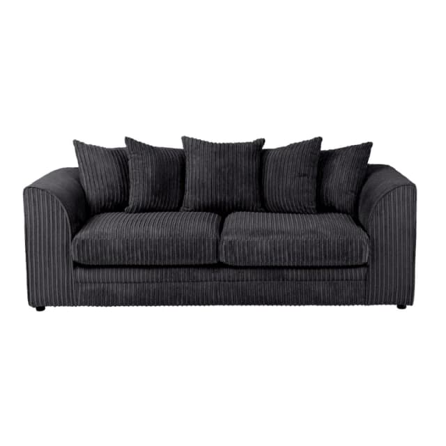 LUXURY LIFE Dylan Jumbo Cord Fabric 3 Seater Sofa Black