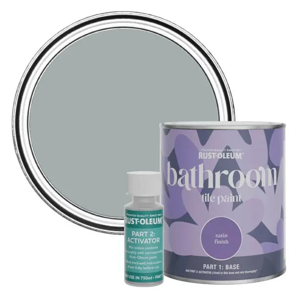 Rust-Oleum Bathroom Tile Paint, Satin Finish - Mineral Grey 750ml -
