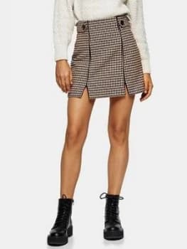 Topshop Check Binding Mini Skirt - Cream