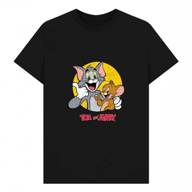 Tom & Jerry Mens Thumbs Up T-Shirt in Black Size: Small Black Male S