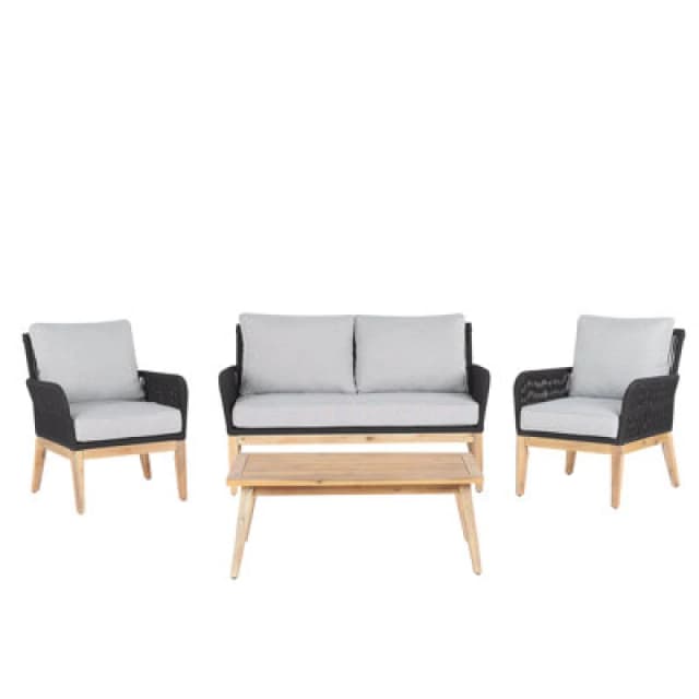 Beliani Garden Lounge Set With Table 4 Seater Merano Acacia Wood Grey