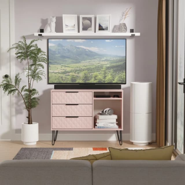 Ready Assembled 2 U Islay 3 Drawer TV Unit (Ready Assembled) in Dusty Pink Dusty Pink Unisex