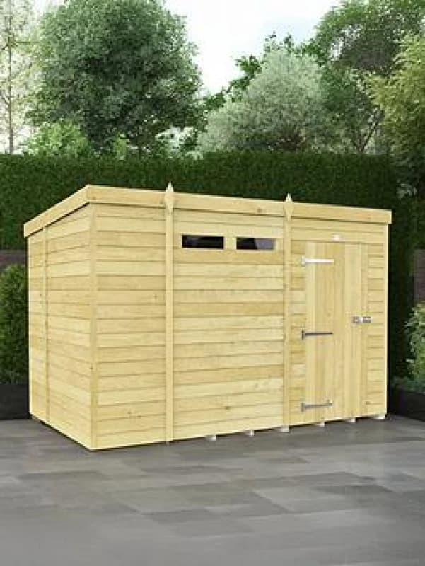 Flat Pack Sheds DIY Sheds 10 x 6 Security Pent Shed, Brown 10X6PFFSEC