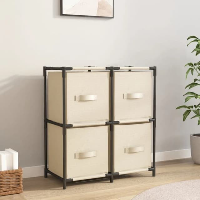 VIDAXL Storage Cabinet with 4 Fabric Baskets Cream 63x30x71cm Steel Vidaxl 8720286640777