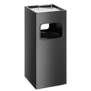 Durable WASTE BASKET Metal with Ashtray Square 17 litre bin and 2