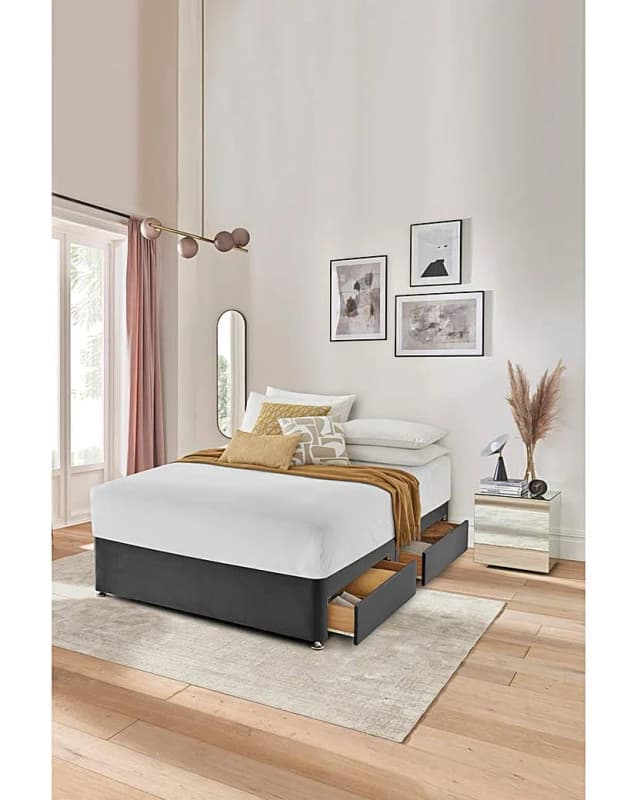 Silentnight Silentnight Velvet 4 Drawer Divan Base Charcoal - Silentnight - Size: KINGSIZE Charcoal KINGSIZE DI41005