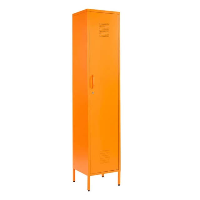 Moderna Orange Metal Locker Cabinet, Tall 3 Shelf, 1 Door for Home or Office Orange Unisex
